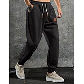 abordables Survêtements de sport-Homme Pantalon en polaire Joggings Joggeurs Pantalon Jogger Pantalons Cordon de serrage Uni Confort Doux Longueur complète Extérieur Quotidien Sortir Vacances Mode Noir bleu marine Élastique