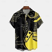  Per uomo Maestri del Consiglio Chitarra Strumento musicale Camicia Camicia Estiva Camicia con Bottoni Manica Corta Vintage Retrò All'aperto Vacanza Abbigliamento Quotidiano Estate Primavera Collo