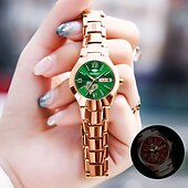 voordelige Quartz-horloges-1 stuk nieuwe modieuze en trendy kalender datumweergave dames quartz horloge IPX7 waterbestendig lichtgevende legering band eenvoudig maar luxe casual leven reizen sport dames zakelijk polshorloge