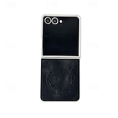 abordables Coques Samsung-téléphone Coque Pour Samsung Galaxy Z Flip 7 Z Flip 6 Z Flip 5 Z Flip 4 Z Flip 3 Coque Arrière Magnétique Antichoc Rétro TPU faux cuir