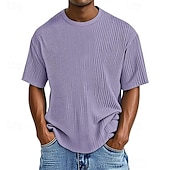 abordables T-shirt en tricot gaufré-Homme T-shirt Chemise à manches courtes Manche Courte Col ras du cou Été Uni Mode Designer Basique Jacquard Vacances Rue Sortir Abricot Noir Blanche T-shirt haut de gamme pour homme