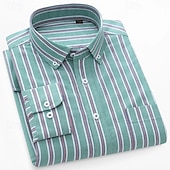 economico camicie oxford da uomo-Per uomo Camicia Camicia elegante Camicia button-down Camicia Oxford Camicia a righe A righe Abbigliamento quotidiano Abbigliamento Aziendale Rosa chiaro Giallo Blu marino scuro Blu Manica Lunga