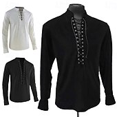 cheap Tops-Retro Vintage Punk &amp; Gothic Medieval Blouse / Shirt Masquerade Tuxedo Vampire Knight Ritter Viking Men&#039;s Pirate Fantasy Steampunk Halloween Carnival Masquerade Party Halloween Adults&#039; Shirt