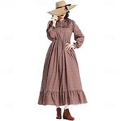 voordelige Pionier / 19e Eeuw-19e eeuw jaren 1800 Wilde Westen Cosplay kostuum Prairiejurk Pionier Dames Halloween Carnaval Wereldboekendag Schoolfeest aankleden Historische heropvoering Volwassenen Kleding Schort
