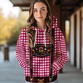 billiga Hoodies-Oktoberfest Lederhosen-tryck Dirndl-tryck Huvtröja Pullover Bayersk München Tyska Grafisk Till Par Herr Dam Vuxna Karnival Oktoberfest öl 3D-utskrift Fest Ledigt / vardag