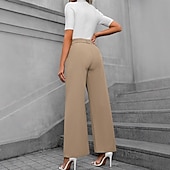 economico gamba larga e vita alta-Per donna Gamba larga Pantaloni Eleganti Streetwear Casual Lunghezza intera Naturale Semplice Elastico in vita Confortevole All&#039;aperto Vacanza Ferie Marrone rossastro Rosso violaceo Cenere Grigio