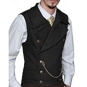 abordables Chalecos-Hombre Chaleco Vacaciones Fiesta Negocio Moda Casual Primavera Otoño Bolsillo Botones Poliéster Cómodo Plano Botonadura Doble Diseño Ajuste regular Plata Negro Blanco Vino Chaleco