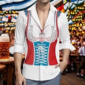 billiga Skjortor-Oktoberfest Öl Dirndl-tryck Hawaii skjortor Aloha skjorta Bayersk München Tyska Grafisk Till Herr Vuxna Karnival Oktoberfest öl 3D-utskrift Semester Fest
