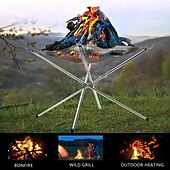 preiswerte Camping-Ausrüstung-tragbare 1-teilige faltbare Camping-Feuerstelle aus Stahlgeflecht - Lagerfeuerständer für Holz im Freien mit Aufbewahrungstasche - 42 cm