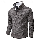 halpa miesten villapaita-Miesten Neulepusero Joustin Neuloa Tavalliset topit Kudottu Tiukka Tavallinen Pystykaulus Neuleet Moderni nykyaikainen Kausaliteetti Arki-asut Vaatetus Syksy Talvi Viini Sininen L XL 2XL