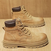 economico Stivali da lavoro-stivali da lavoro in pelle scamosciata color cuoio da uomo – stivaletti casual con lacci per l'escursionismo, il lavoro agricolo e l'uso quotidiano