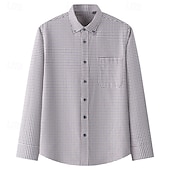 economico Camicie Button Down da uomo-Per uomo Camicia Camicia elegante Camicia button-down Camicia a quadri A Quadri / A Righe / Chevron / Rotondo Abbigliamento quotidiano Abbigliamento Aziendale Giallo Blu marino scuro Marrone Verde