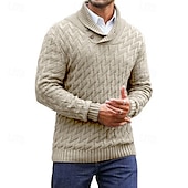 abordables Pull col rond-Homme Pull Torsadé Tricoter Hauts Réguliers Tricoté Coupe ajustée Uni Col montant Tricots Contemporain Occasionnel Tenue quotidienne Vêtement Tenue Automne Noir Rouge Bordeaux M L XL