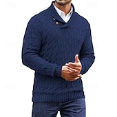 abordables Pull col rond-Homme Pull Torsadé Tricoter Hauts Réguliers Tricoté Coupe ajustée Uni Col montant Tricots Contemporain Occasionnel Tenue quotidienne Vêtement Tenue Automne Noir Rouge Bordeaux M L XL