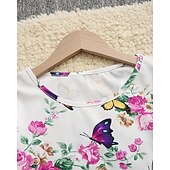 cheap 3D Butterfly Dress-Girls&#039; 3D Butterfly Flower Dress Long Sleeve Summer Spring Vacation Daily Holiday Princess Beautiful Sweet Kids 4-12 Years Casual Dress A Line Dress Knee-length Regular Fit