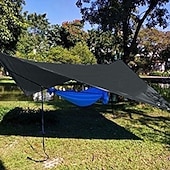 baratos Equipamento de Camping-lona de rede de acampamento impermeável e versátil - 114x114 guarda-sol com sobrecapa de chuva &amp;abrigo para mochileiros com cabos de sustentação &amp;estacas - perfeitas para aventuras ao ar livre