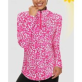 Χαμηλού Κόστους Γυναικείο πουκάμισο-Γυναικεία Άνθινο Φανέλα POLO Πουκάμισο τένις Μακρυμάνικο Στάμπα Τρίμηνο φερμουάρ Pullover Προστασία UV Ελαστικό Αναπνέει Τέννις Γκολφ Pickleball Γιακά με φερμουάρ Πουκάμισο Polo Ροζ Μπλε Γκρίζο