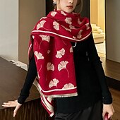 billige Sjal og omslag til kvinner-Dame Rektangulært skjerf Skjerf for kvinner Gate Daglig Stevnemøte Grå Svart Rød Skjerf Trykt mønster