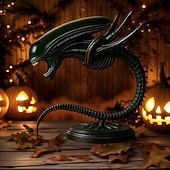 Недорогие Скульптуры-Ночной светильник в виде космического монстра, 3D-лампочка для кино из смолы, светодиодная настольная лампа в стиле научной фантастики, домашний декор, сделанная вручную из смолы, лампа в виде