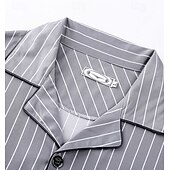 cheap Men&#039;s Pajamas-Men&#039;s Sleepwear Pajama Set Pajama Top and Pant 1 set Stripe Fashion Stylish Classic Home Daily Bed Polyester Comfort Soft Breathable Lapel Long Sleeve Shirt Pant Elastic Waist Buttons Spring Fall