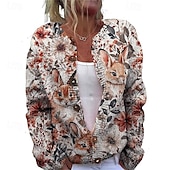 abordables Cardigan 3D-Femmes Pull Cardigan Mode Streetwear Quotidien Fleuri Côtelé Ouvert devant Tricoté Imprimé manche longue Hauts Longs Tricoter Fête Sortir Week-end Blanche Violet Automne Hiver