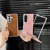 Недорогие Чехлы для Samsung-телефон Кейс для Назначение SSamsung Galaxy Z-образный сгиб 7 Z-сгиб 6 Z Fold 5 Z Fold 4 Z Fold 3 Кейс на заднюю панель Магнитный Защита от удара Ретро ТПУ Кожа PU