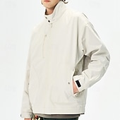 cheap Casual Jackets-Men&#039;s Lightweight Jacket Cargo Jacket Casual Jacket Vacation Daily Windproof Windbreaker Pocket Fall Winter Plain Fashion Classic Stand Collar Regular Black White Purple Green Jacket