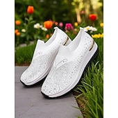 olcso Női tornacipők-női strasszos flyknit bebújós tornacipők – csillogó éktalpú cipők fesztiválokra, utazásra és mindennapi divatra