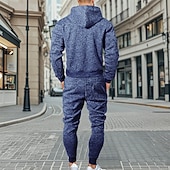 economico Tute basic-Per uomo Tuta da Ginnastica Set di abiti Set di felpe con cappuccio Felpa con Cappuccio All&#039;aperto Quotidiano Sportivo Con zip Tasca Coulisse Semplice Rosso bordeaux Blu Grigio chiaro Poliestere