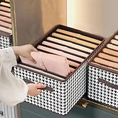 cheap Clothes Drawer Organizers-2Pcs Foldable Jeans Organizer for Closet, Large Capacity Houndstooth Storage Box, Dustproof Foldable Clothes Storage Bin for Home Organization