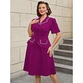 tanie Sukienki-Retro / vintage Lata 50. Rockabilly Południe Sukienka z linii Rozkloszowana sukienka Puszysta Krój A Damskie Formalny Biuro / praca Impreza w stylu retro Dla dorosłych Sukienka Wiosna i lato