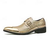economico Formale-Scarpe da uomo con fibbia in oro metallizzato e cinturino alla caviglia – scarpe eleganti da festa con dettagli borchiati per eventi alla moda