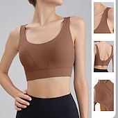 billiga Sport-BH:ar och västar-Dam Träningslinnen Sportbehåar Underkläder Medium stöd Andningsfunktion Trådlös Vadderad Enfärgad / vanlig färg Sport Sportkläder Vit Blå Gym Kondition Yoga