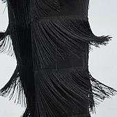 abordables Pantalones-Pantalón de baile latino con borlas de 7 niveles BH1985 para mujer, pantalón de práctica profesional con flecos negros para adultos.
