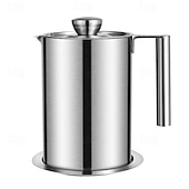 economico Utensili e gadget da cucina-Filtro e contenitore per grasso in acciaio inox da 1,2 l/1,7 l - grande contenitore per la raccolta del grasso con coperchio antipolvere &amp;impugnatura facile da impugnare - per pancetta, cottura in