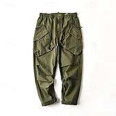 baratos Calças Cargo-Homens Calças Cargo Calças Cintura elástica Com Cordão Bolso multi Tecido Vestível Ao ar livre Diário Acampar e Caminhar Moda Clássico Verde Cáqui