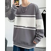 preiswerte Hoodie &amp; Sweatshirt-Herren Pullover Langarm Oberteil Athleisure Atmungsaktiv Leger Sportbekleidung Sportkleidung Patchwork Schwarz Beige Grau