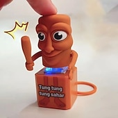 cheap Home Supplies-Tungtungtung Sahur Toys Wooden Stick Man Button Keychain Luminous Language Pendant Anime Peripheral Model Decorative Gift Toys