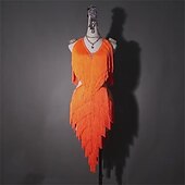 abordables Tenues de danse latine-Robe de danse latine glamour à franges pour femme – Costume à franges scintillantes, idéal pour le cha-cha et la rumba &amp;spectacle de salle de bal