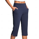 billige Vanlige leggings-Dame Bukser Fritid Treningsklær Kalv lengde Naturlig عادي Sidelommer Delt comfy Pustende Yoga- og dansesko Fritid / hverdag Sjøblå Svart Hvit Rosa Vår Høst Normal
