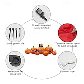 economico Piscine per bambini-Zucca gonfiabile lunga 8 piedi con gatto nero, decorazione di Halloween per esterni con luci a LED