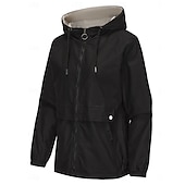billiga Trenchcoats-Dam Trenchcoat Hoodiejacka Bekväm Andningsfunktion Dragkedja Ficka Ledigt Slät Semester Gata Dagliga kläder Utekväll Dragkedja Normal Luvtröja Normal Långärmad Ytterkläder Svart Gul Vin Vår Höst