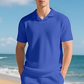 cheap Men&#039;s Classic Polo-Men&#039;s Golf Shirt Golf Polos Shirts Work Casual Lapel Short Sleeve Basic Modern Plain Jacquard Summer Regular Fit Black White Red Royal Blue Khaki Light Grey Golf Shirt