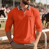 preiswerte Klassisches Poloshirt für Herren-Herren Golfshirt Golf Poloshirts Arbeit Lässig Revers Kurzarm Basic Modern Farbblock Knöpfe Frühling Herbst Normale Passform Aprikose Schwarz Weiß Gelb Rote Marineblau Golfshirt
