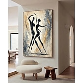 baratos Pinturas de Pessoas-Pintura a óleo feita à mão em tela, arte de parede, decoração, personagem de dança abstrata simples para decoração de casa, moldura esticada, pintura pendurada/pintura enrolada sem moldura, não