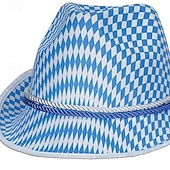 abordables Fedora Hat-Hombre Sombrero de fieltro Sombrero de Oktoberfest Azul Tejido Moda Casual Calle Diario Plaid Filtro Solar Transpirable
