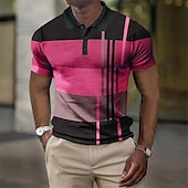 economico Polo color block da uomo-Per uomo Plaid Magliette Polo a Nido d&#039;Ape Maglia da golf Manica Corta Magliette polo Camicie con Colletto Vintage Casual Abbigliamento da vacanza Abbigliamento Formale Abbigliamento da festa Bottoni