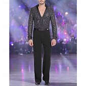 abordables Tenues de danse latine-Pantalons de danse latine pour hommes et garçons, pantalons de danse carrée moderne parfaits pour le jazz, la rumba, le tango, la salsa