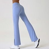 economico Leggings e collant da yoga-Per donna Pantaloni a zampa Leggings da yoga Controllo addominale Vita Alta Palestra Allenamento Atletico Pantaloni Tinta unica Nero Rosa Blu Autunno Gli sport Abbigliamento sportivo Vestibilit