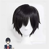 economico Parrucche Anime-Parrucca cosplay anime Darling in the Franxx di Hiro, corta, nera, resistente al calore, in capelli sintetici